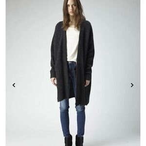 Acne Studios XS Charcoal Gray Raya Long Mohair Cardigan Sweater jacket